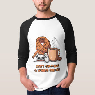 Camiseta Jogos Aconchegantes Bebidas Quentes Retro Gamer Ou