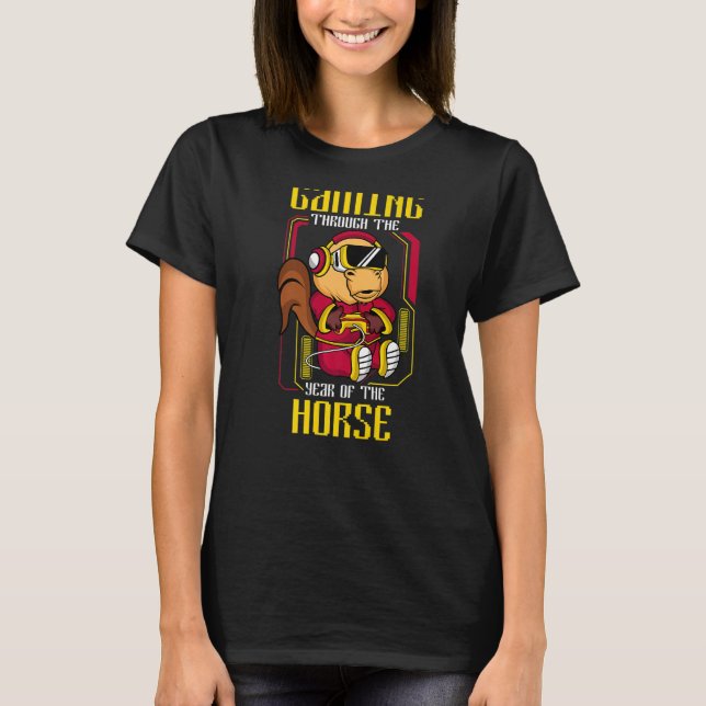 Camiseta Jogos através do Ano Novo chinês Horse 2026 Gamer  (Frente)