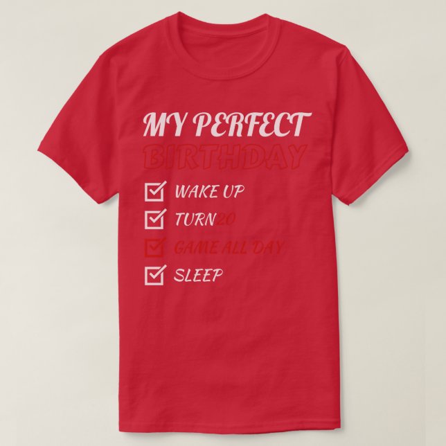 Camiseta Jogos de Aniversário Perfeitos Para 20 (Frente do Design)