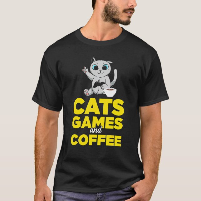 Camiseta Jogos De Gatos E Café (Frente)