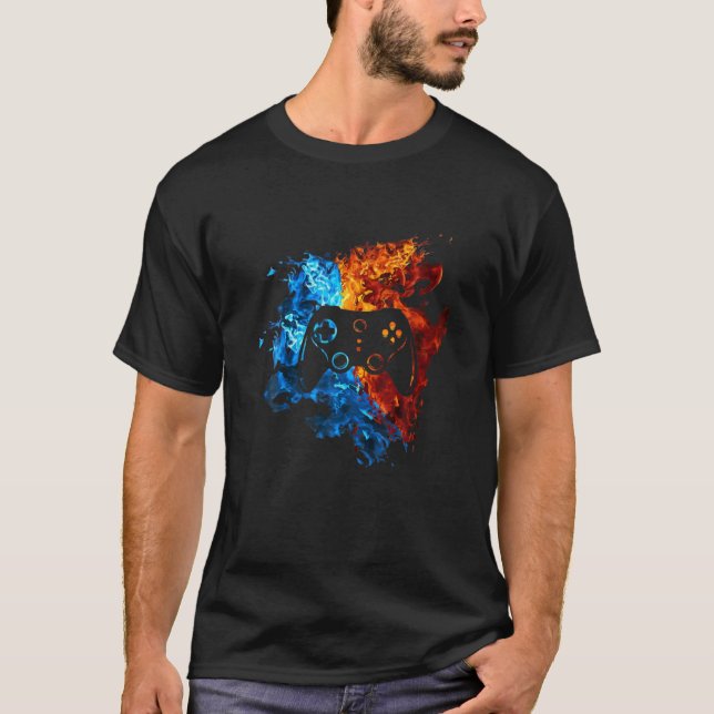 Camiseta Jogos de Jogo com o Game Red Blue Fire (Frente)