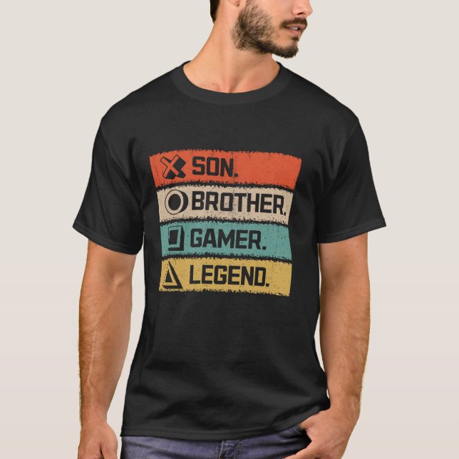 Camiseta Jogos de Legenda de Jogador de Vídeo do Son Brothe (Frente)