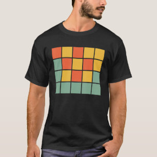 Camiseta Jogos De Palavras Retro Laranja Azul Amarelo Quadr