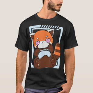 Camiseta Jogos de Panda Vermelha Jogando Vídeo Jogo em Love