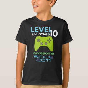 Camiseta Jogos de Vídeo do Nível 10 Desbloqueados Incrív