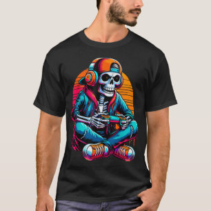 Camiseta Jogos de vídeo para jogador com esqueleto do Hallo