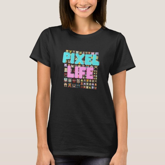 Camiseta Jogos de vídeo para jogadores Pixel Life Pixel 8 B (Frente)