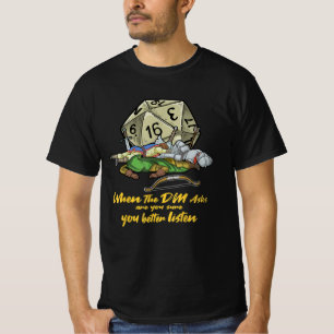 Camiseta Jogos do Tabletop quando o DM pergunta
