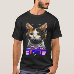 Camiseta Jogos em japonês Bobtail Cat Player Vídeo Gama ani