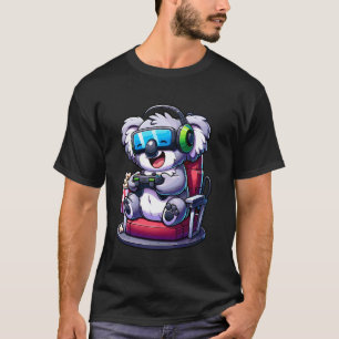 Camiseta Jogos para Fones de ouvido de jogos Gamer Koala Po