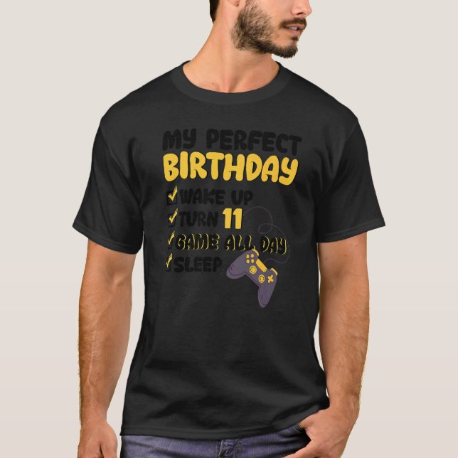 Camiseta Jogos Perfeitos De Aniversário De 11 Bday Com 11 A (Frente)