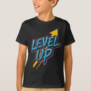 Camiseta Jogos Retrô Level Up Meninos Meninas Homens Mulher