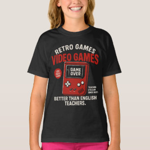 Camiseta Jogos retrô videogames ensinando inglês desde
