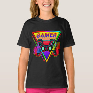 Camiseta Jogos Retrorativos do Arco-Íris Gamer para Computa