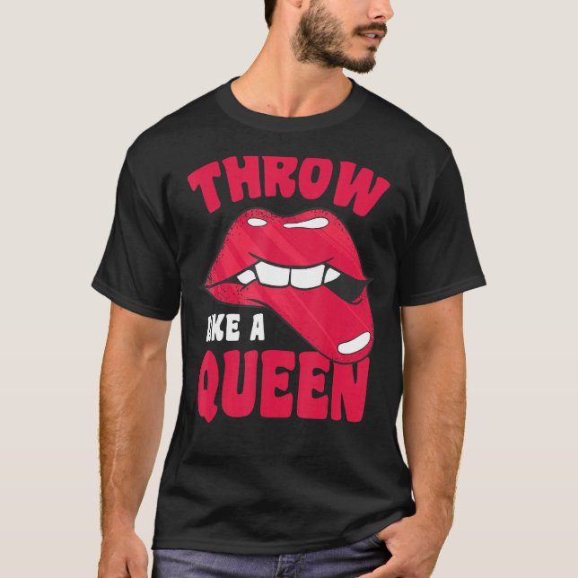 Camiseta Jogue Como Uma Boca De Bandeira Da Rainha Baseball (Frente)