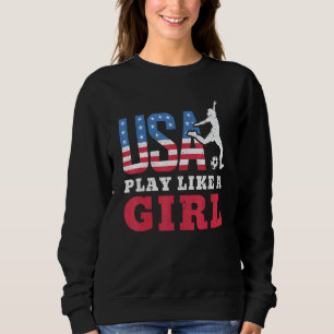 Camiseta Jogue Como Uma Menina Bandeira Americana Futebol E