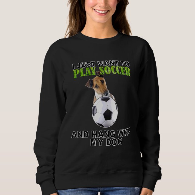 Camiseta Jogue futebol travado com cachorro corado (suave) (Frente)