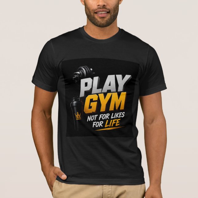 Camiseta 💪 Jogue Ginásio Não Para Curtidas Para a Vida 💪 (Frente)