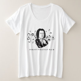 Camiseta Johann Sebastian Bach Portrait e Bust com Notes