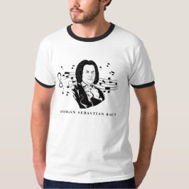 Camiseta Johann Sebastian Bach Portrait e Bust com Notes