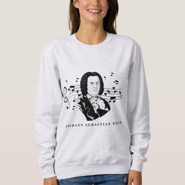 Camiseta Johann Sebastian Bach Portrait e Bust com Notes (Frente)
