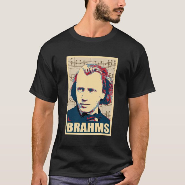 Camiseta Johannes Brahms - Notas Musicais (Frente)