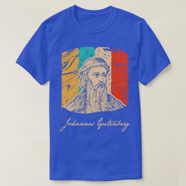 Camiseta Johannes Gutenberg Impressora Blacksmith Retro T (Frente do Design)