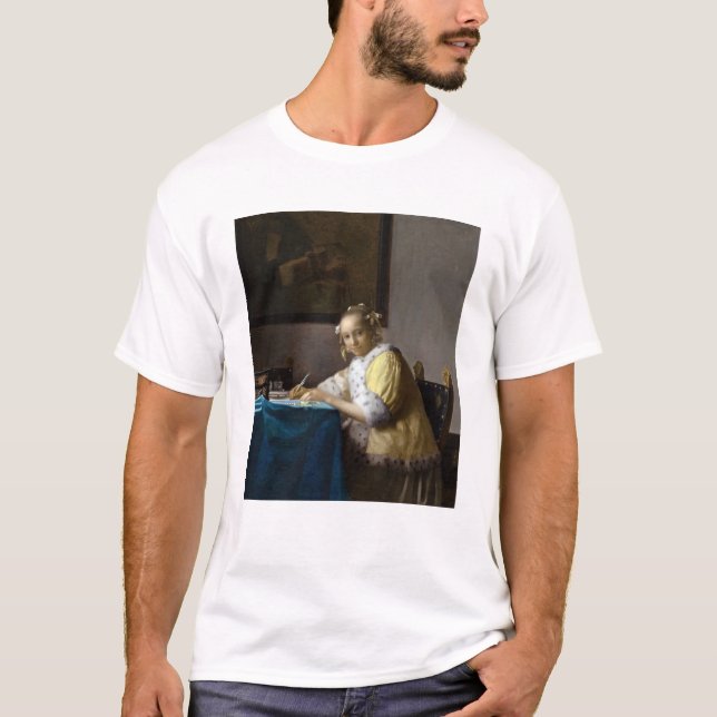 Camiseta Johannes Vermeer - A Lady escrevendo uma Carta (Frente)
