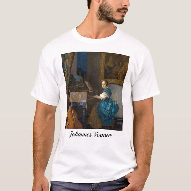 Camiseta Johannes Vermeer - Lady Sentada em uma Virgem (Frente)