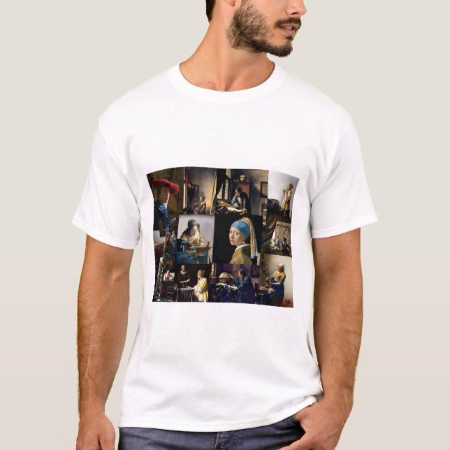 Camiseta Johannes Vermeer - Patchwork de obras-primas (Frente)