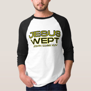 Camiseta John 11:35 Bíblia Verse KJV Citação 3/4 Masculinos
