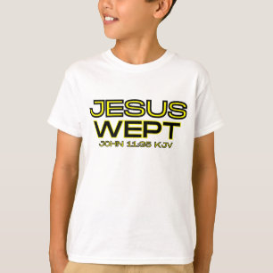 Camiseta John 11:35 Bíblia Verse KJV Cote Boy