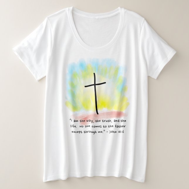 Camiseta JOHN 14:6 Camisa-T de tamanho mais feminino (Frente do Design)