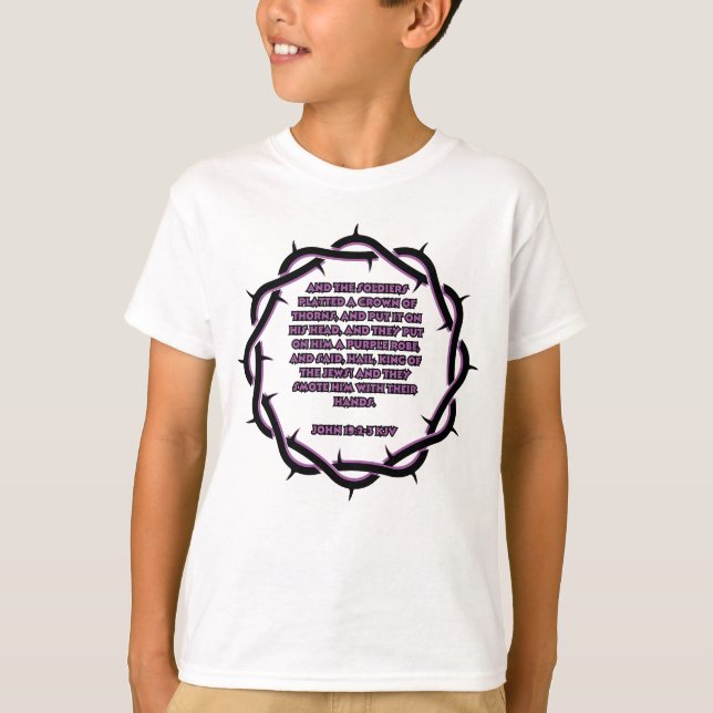 Camiseta John 19:2-3 KJV - Bíblia Verse Scripture Boy (Frente)