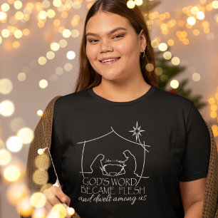 Camiseta John 1:14 Escritura de Natal sobre Natividade Cris