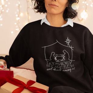 Camiseta John 1:14 Escritura Natal Negra