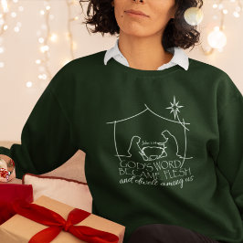 Camiseta John 1:14 Escritura Natal Verde