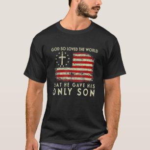 Camiseta John 316 Christian Cross Bíblia Flag C