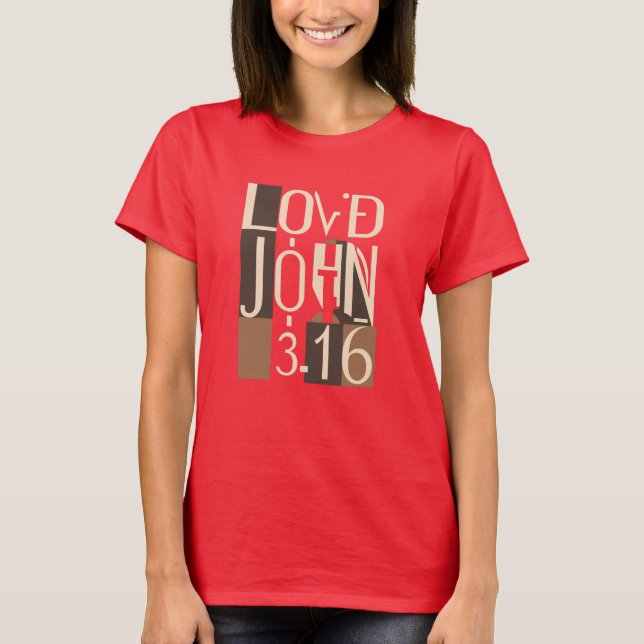 Camiseta John 3:16 Arte de Cubismo Amada (Frente)