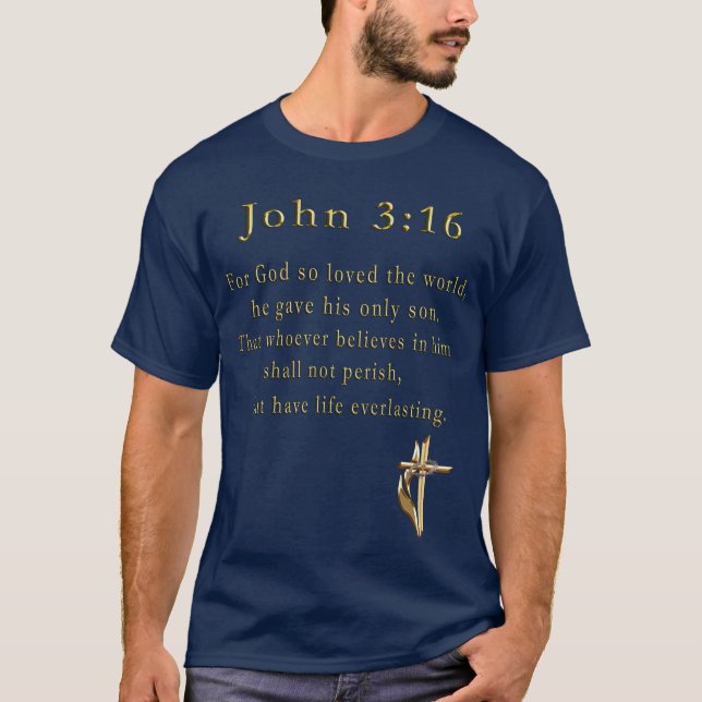 Camiseta John 3:16 mens vestuário cristão (Frente)