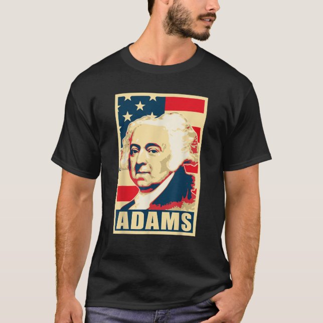 Camiseta John Adams Propaganda América Poster Pop (Frente)
