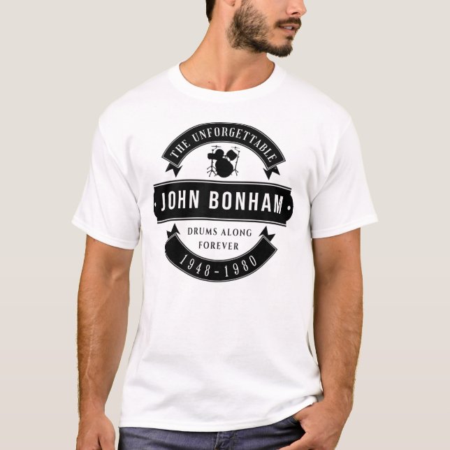 Camiseta John Bonham 1948 1980 Music (Frente)