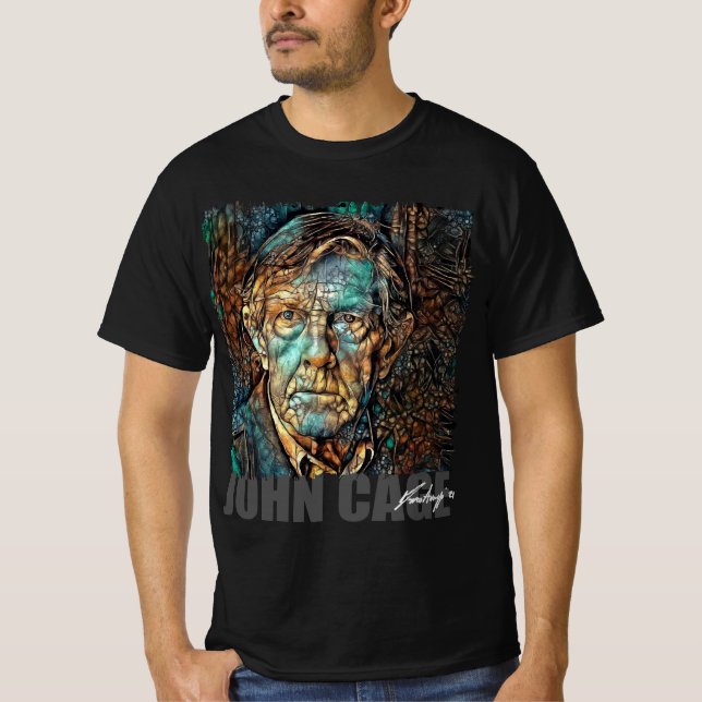 Camiseta JOHN CAGE - Retrato NFT de Marco Aureggi (Frente)