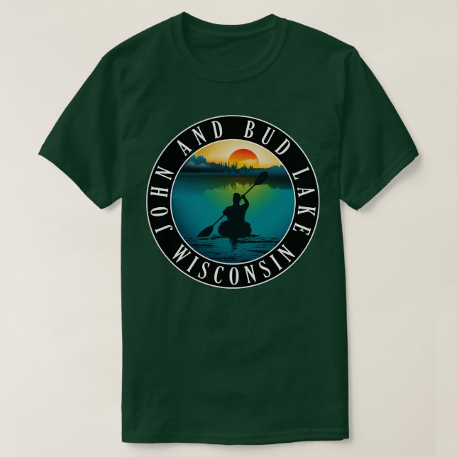 Camiseta John E Bud Lake Wisconsin Kayaking (Frente do Design)