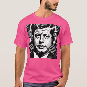 Camiseta John F Kennedy Vestindo Fones de ouvido