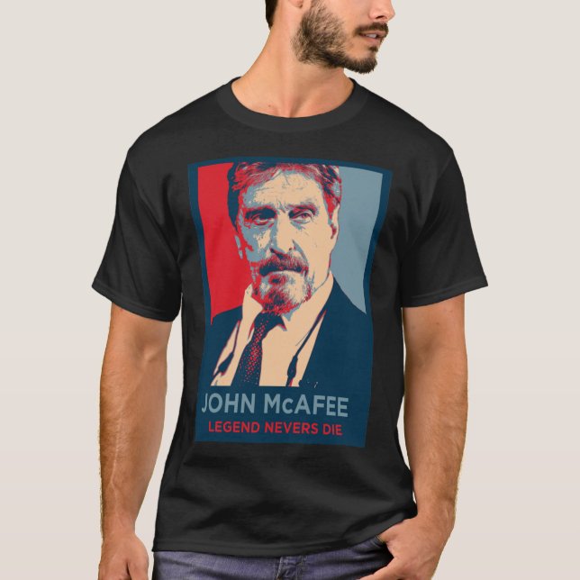 Camiseta JOHN MCAFEE LEGEND NUNCA MORRE REtro Essential T-S (Frente)