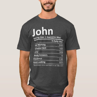 Camiseta JOHN Nutrição Piada de Aniversário Nome Personaliz