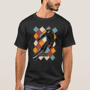 Camiseta John Skiing Slopes Vintage Nome Skier