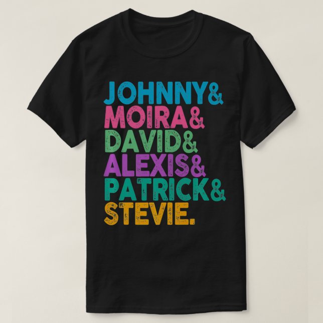 Camiseta Johnny And Moira And David and Aleis  Apparel Prem (Frente do Design)