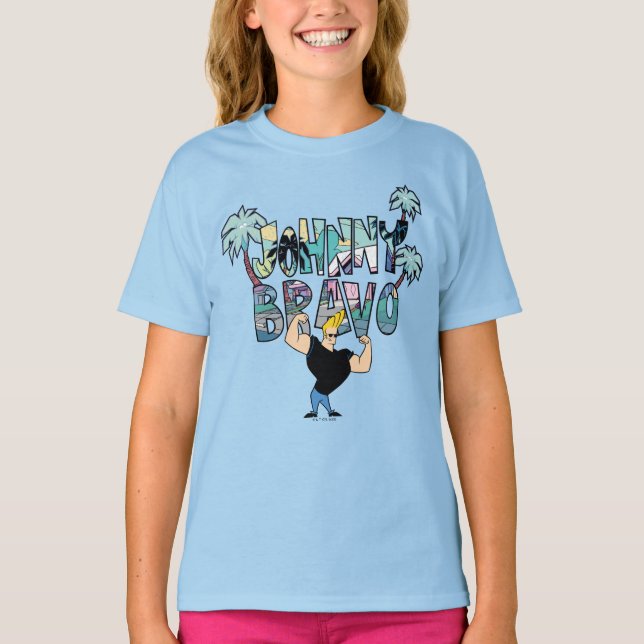 Camiseta Johnny Bravo Palm Tree Name (Frente)
